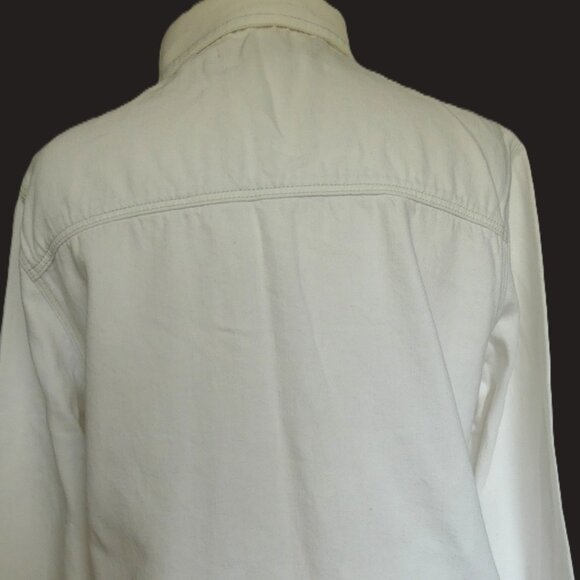 Mavi Gold Women's Long White Denim Shacket Jacket USA Size L - Picture 6 of 11